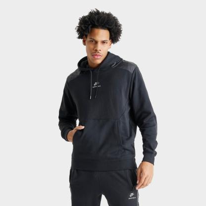 Men's Nike Sportswear Air Max French Terry Fleece Pullover Hoodie - Black/Black/White
