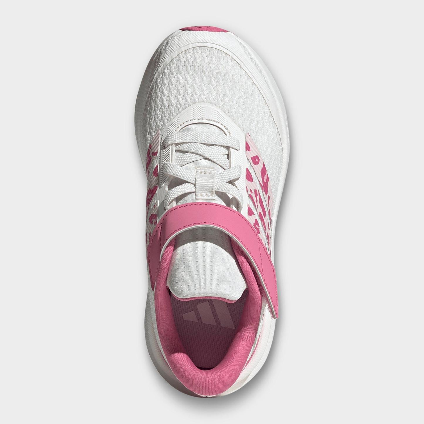 Little Kids' adidas Runfalcon 6 Hook-And-Loop Stretch Lace Casual Shoes - Core White/Distilled Pink/Pink Fusion - Top view