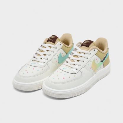 Little Kids' Nithtke Force 1 Low Casual Shoes - Sail/Multi-Color/Sesame/Bleached Turquoise - Both shoes facing left