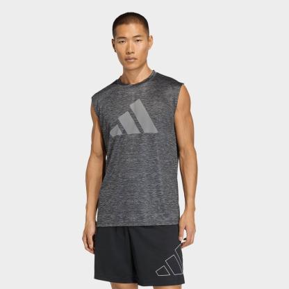Men's adidas Workout Essentials Brandlove Sleeveless T-Shirt - Grey Melange/Grey