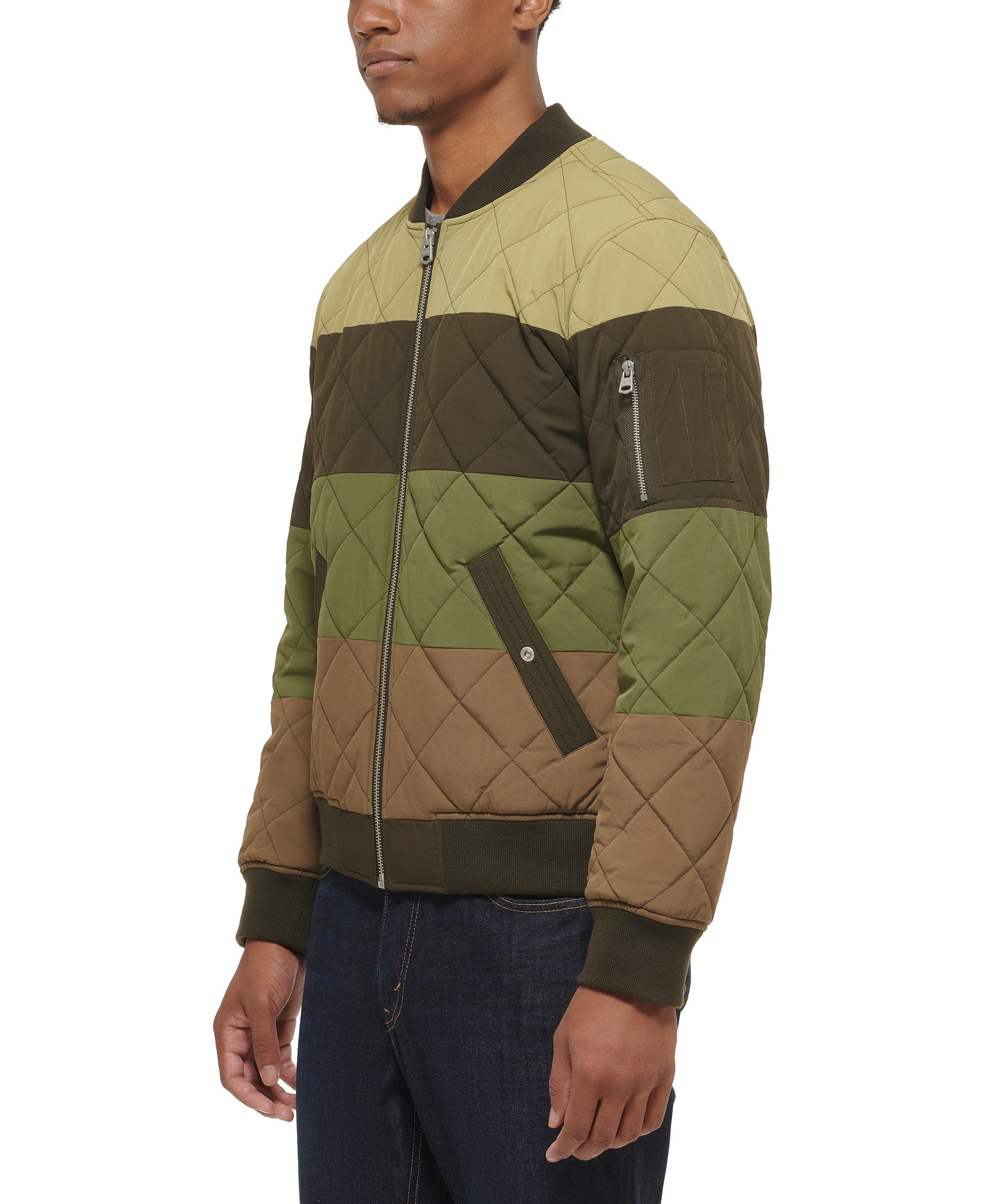 Levi's Men's Quilted Fashion Bomber Jacket - Olive/brown Combo