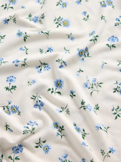 SoftMade Modal PJ Pants - White & blue floral print