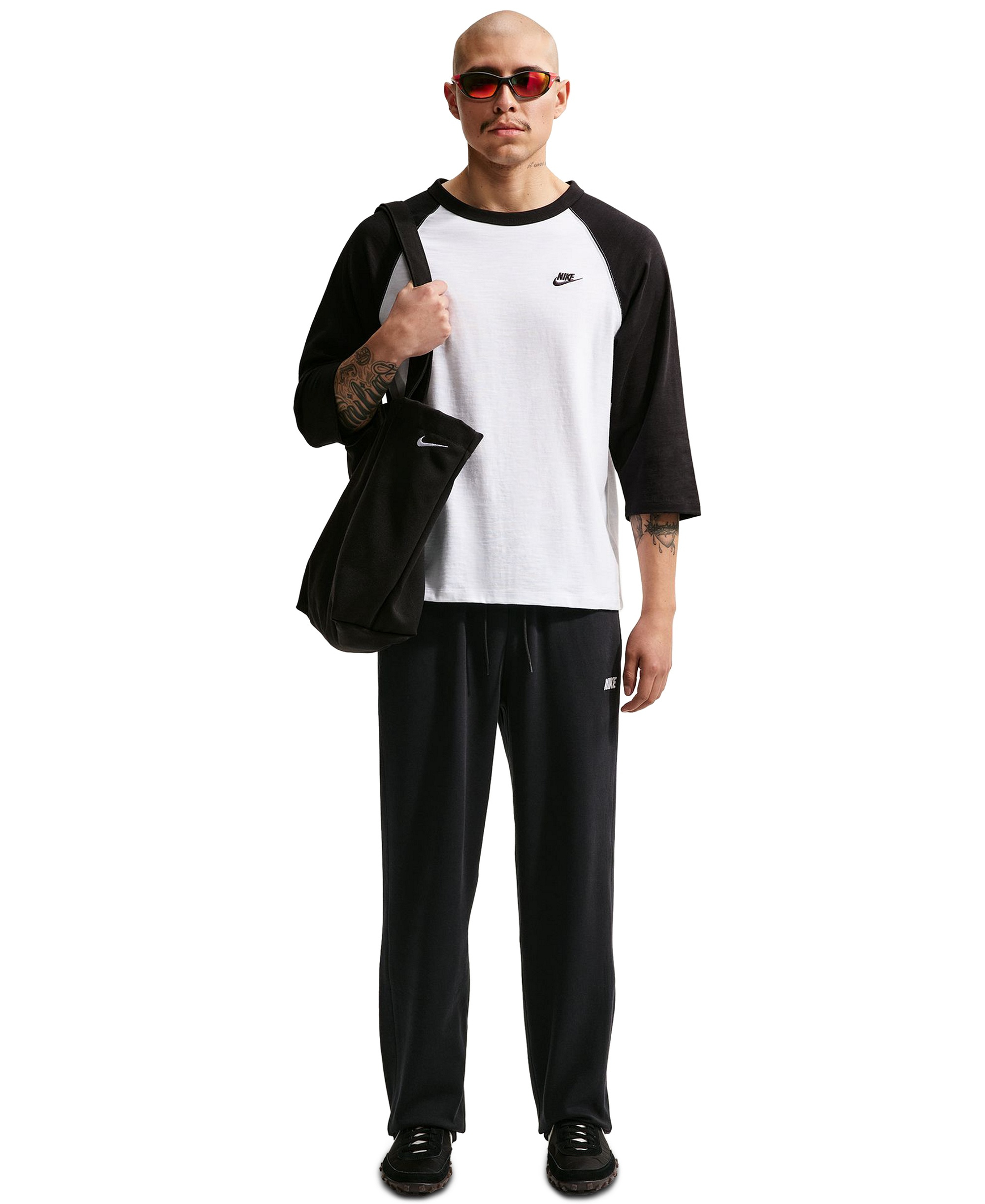 Nike Sportswear Club Men's Varsity Open-Hem Pants - Black/White