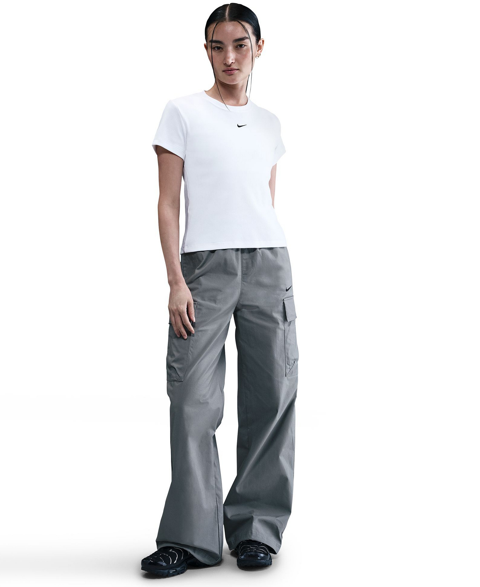 Nike Women's Sportswear Tight Ribbed Short-Sleeve T-Shirt - White