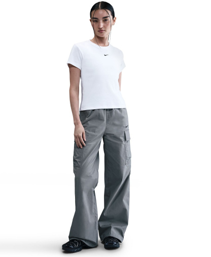 Nike Women's Sportswear Tight Ribbed Short-Sleeve T-Shirt - White