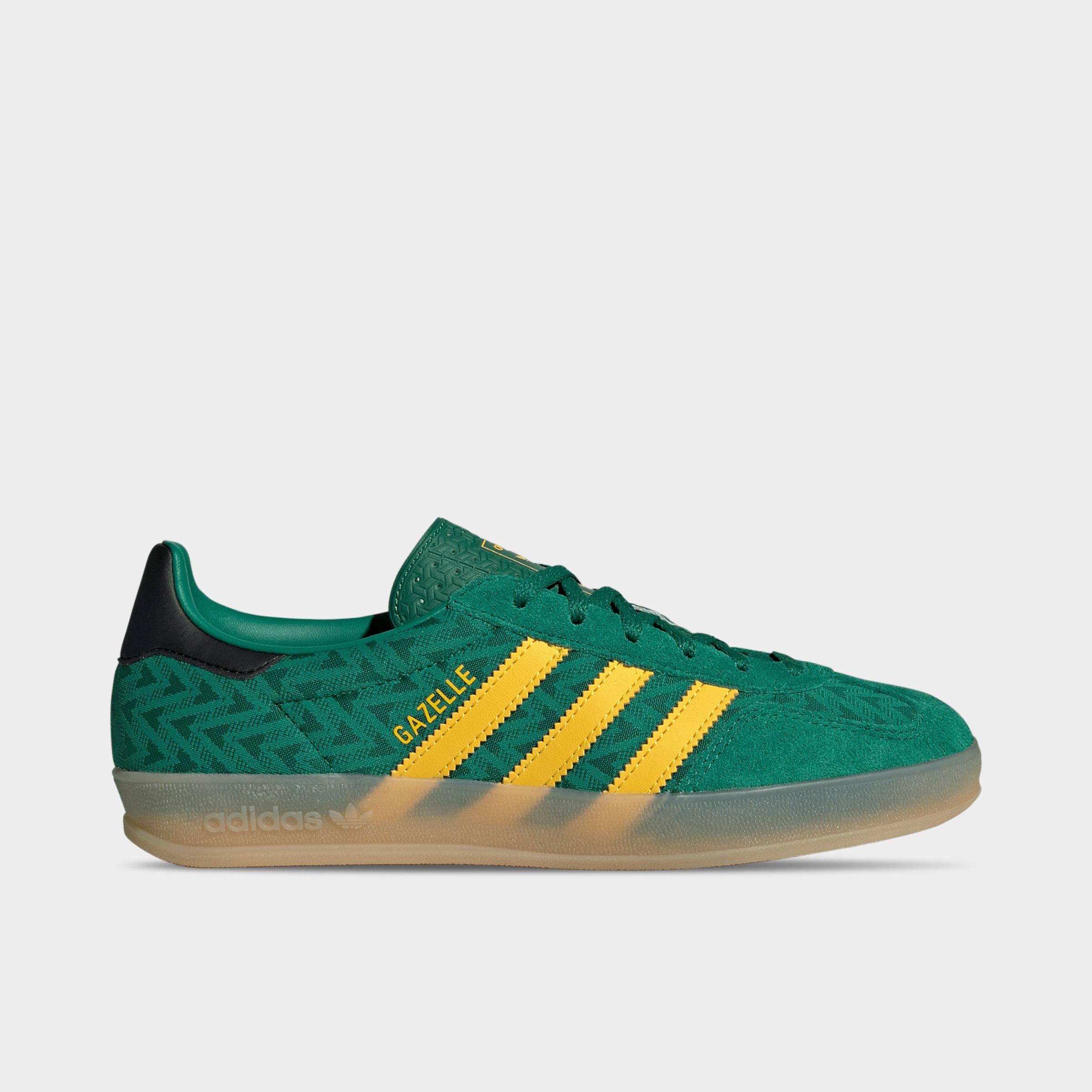 Women's adidas Originals Gazelle Indoor Casual Shoes - Bold Green/Eqt Yellow/Gum - Left shoe facing left. Outside of the shoe.