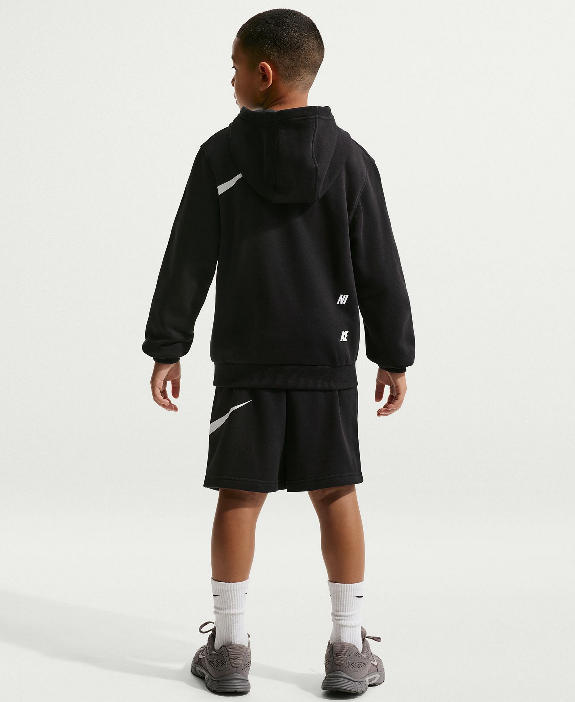 Nike Boys' and Girls' 7-20 Sportswear Club Long-Sleeve Hoodie - Black/White
