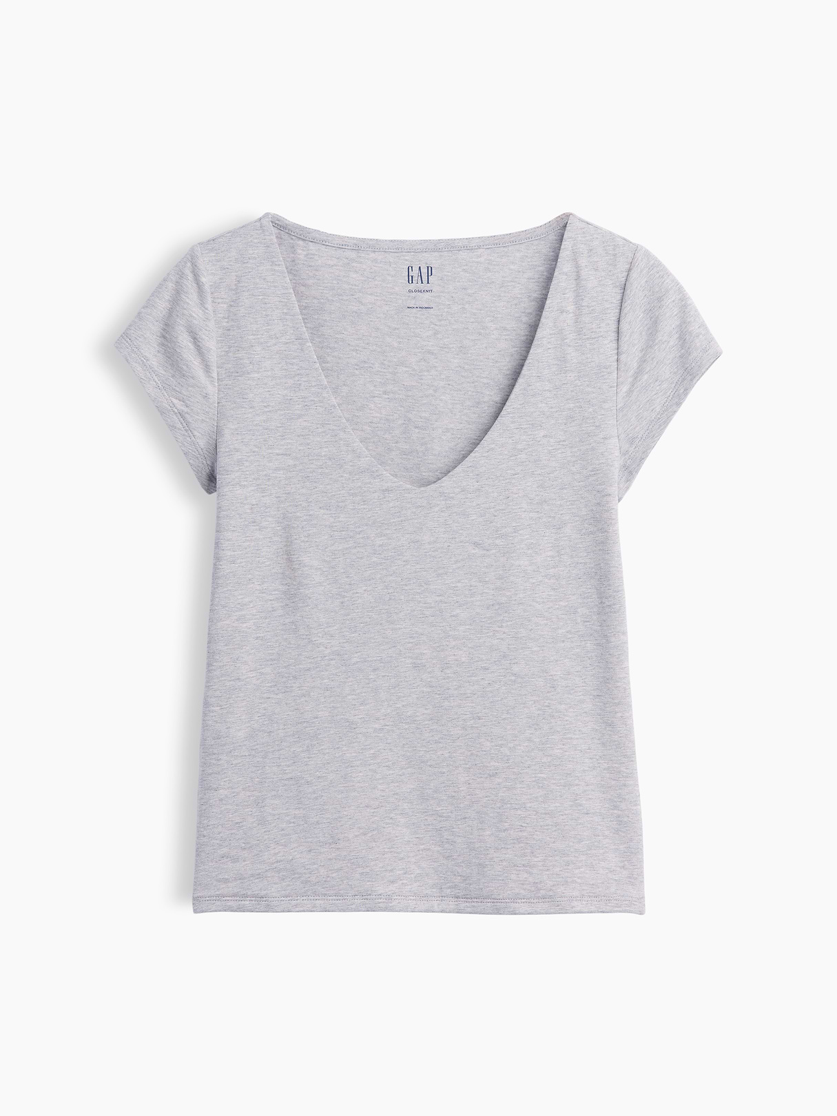 CloseKnit Jersey V-Neck T-Shirt - Light heather grey