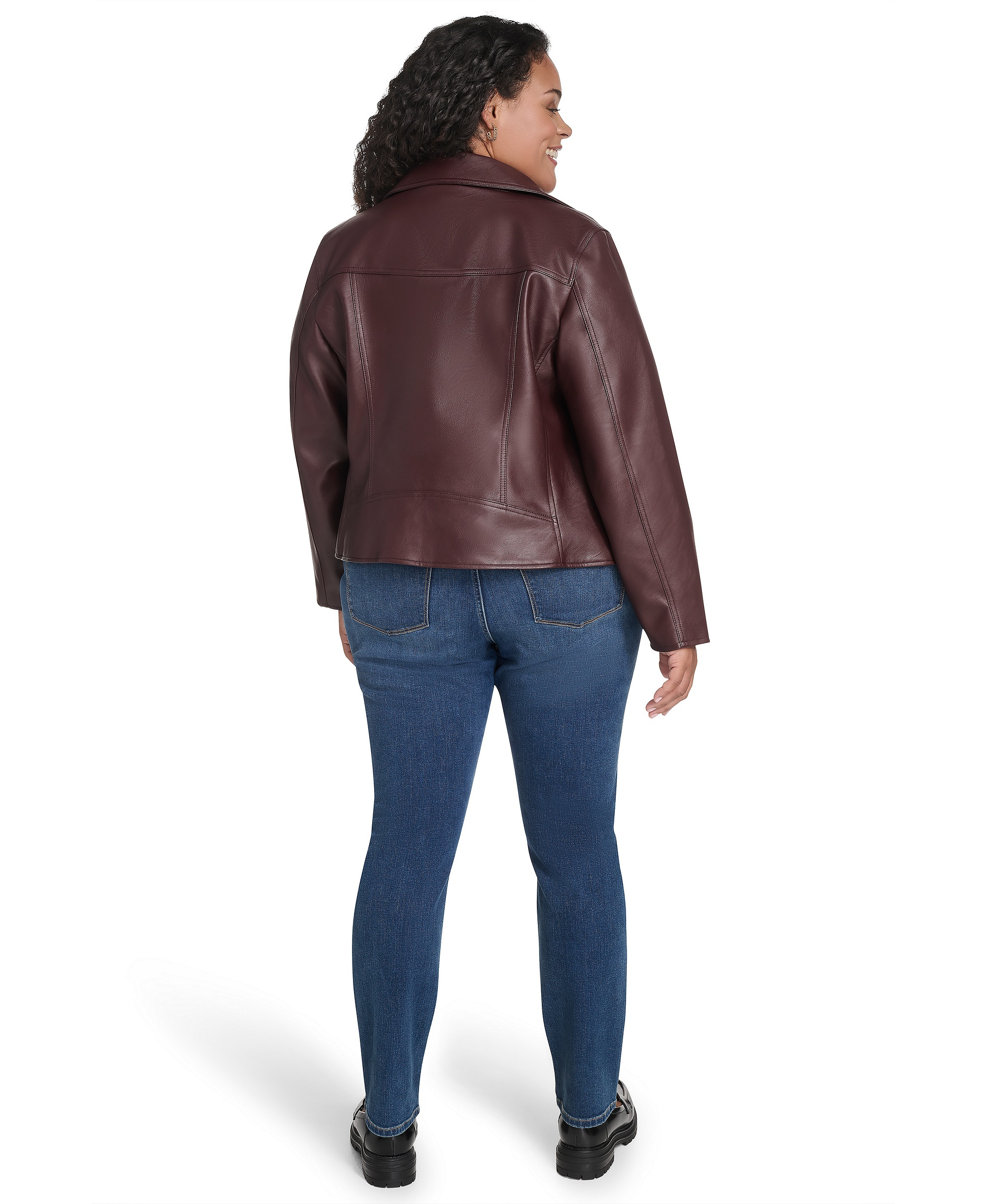 Levi's Women's Faux-Leather Asymmetric-Zip Moto Jacket - Oxblood