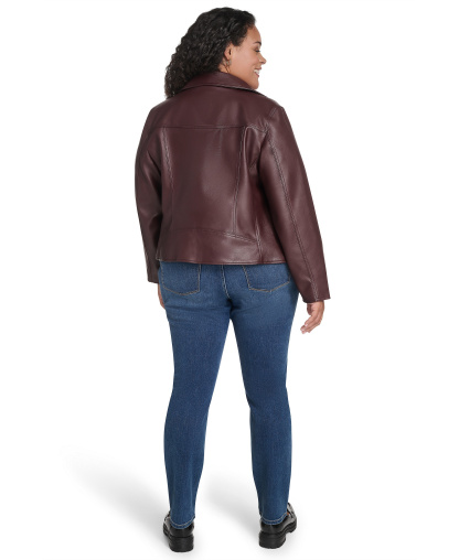 Levi's Women's Faux-Leather Asymmetric-Zip Moto Jacket - Oxblood