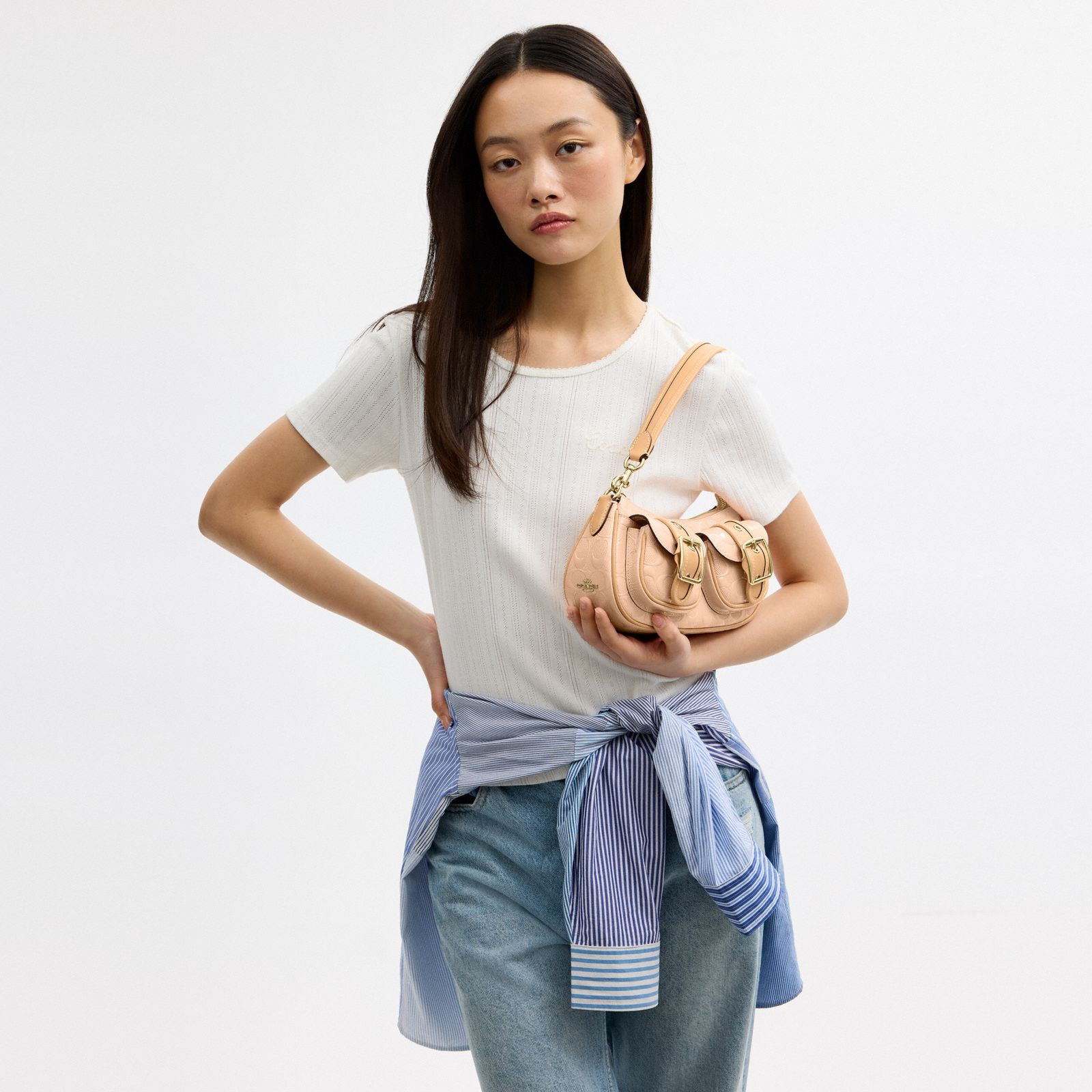 Ashton Shoulder Bag In Signature Leather - Gold/Faded Blush - view 3