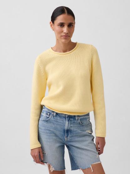 100% Cotton Rollneck Sweater - Maize yellow