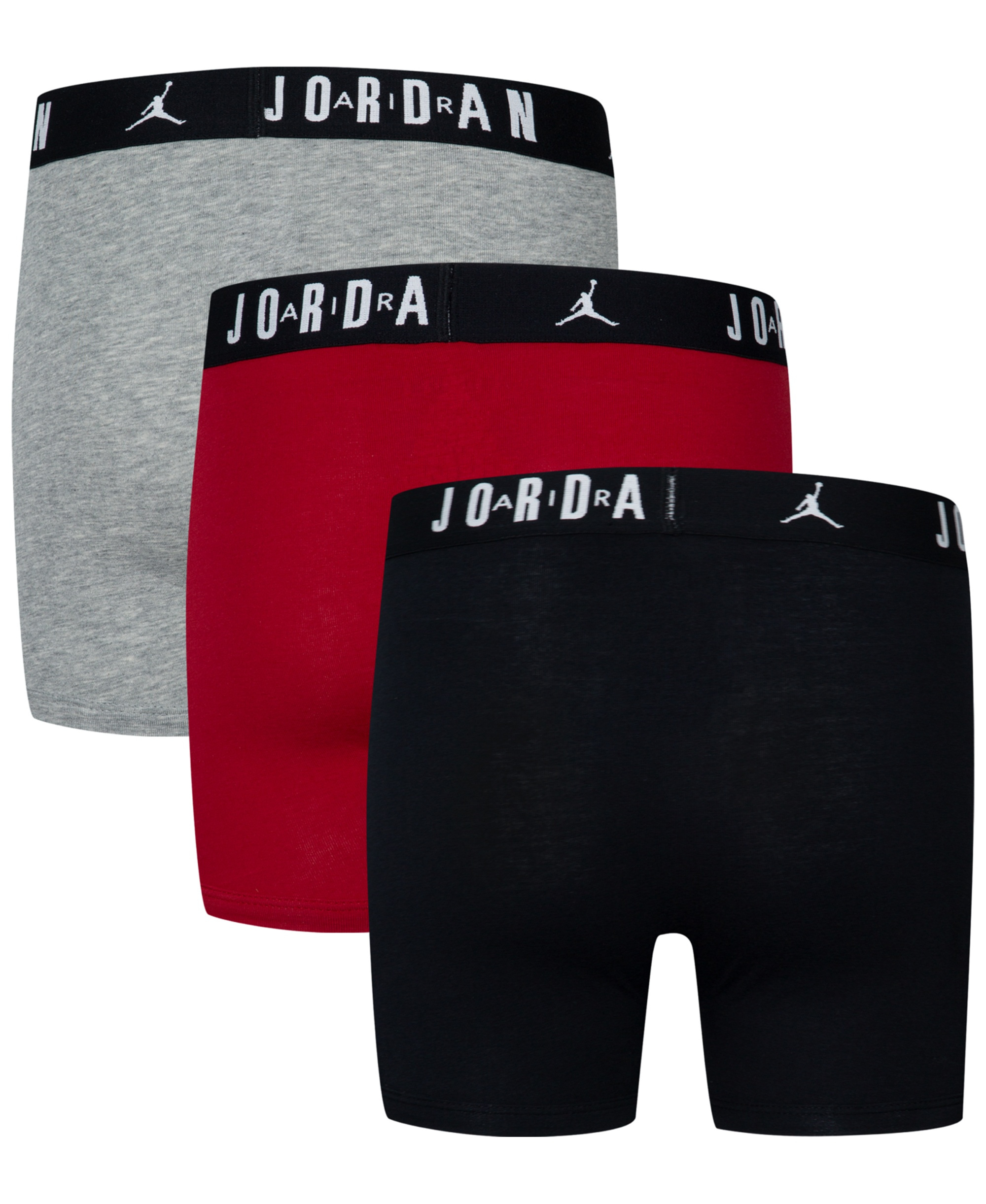 Jordan Boys' 8-20 Flight Dri-Fit Cotton Core Boxer Briefs, 3-Pack - Gym Red/Black/Gray