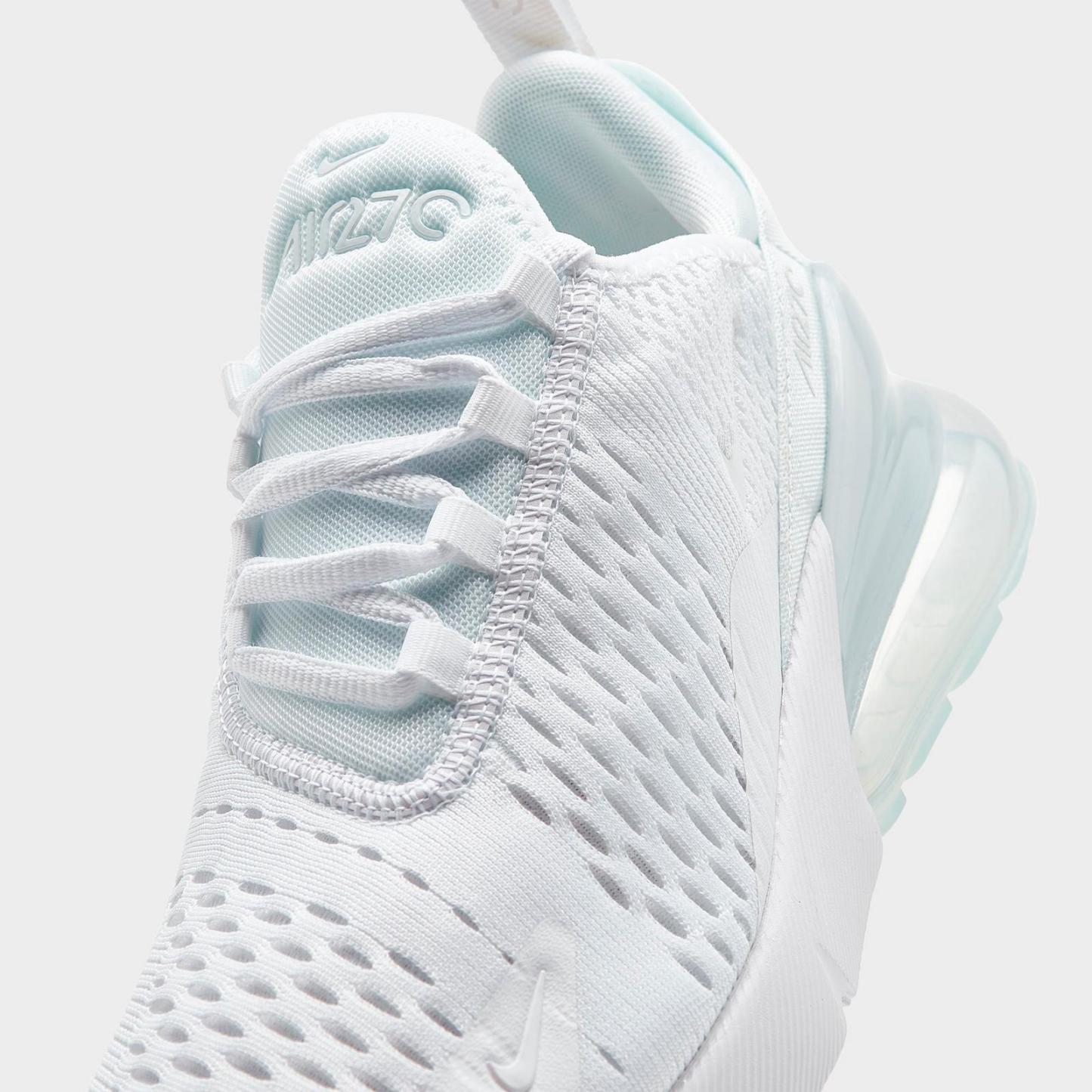 Big Kids' Nike Air Max 270 Casual Shoes - White/White/Metallic Silver
