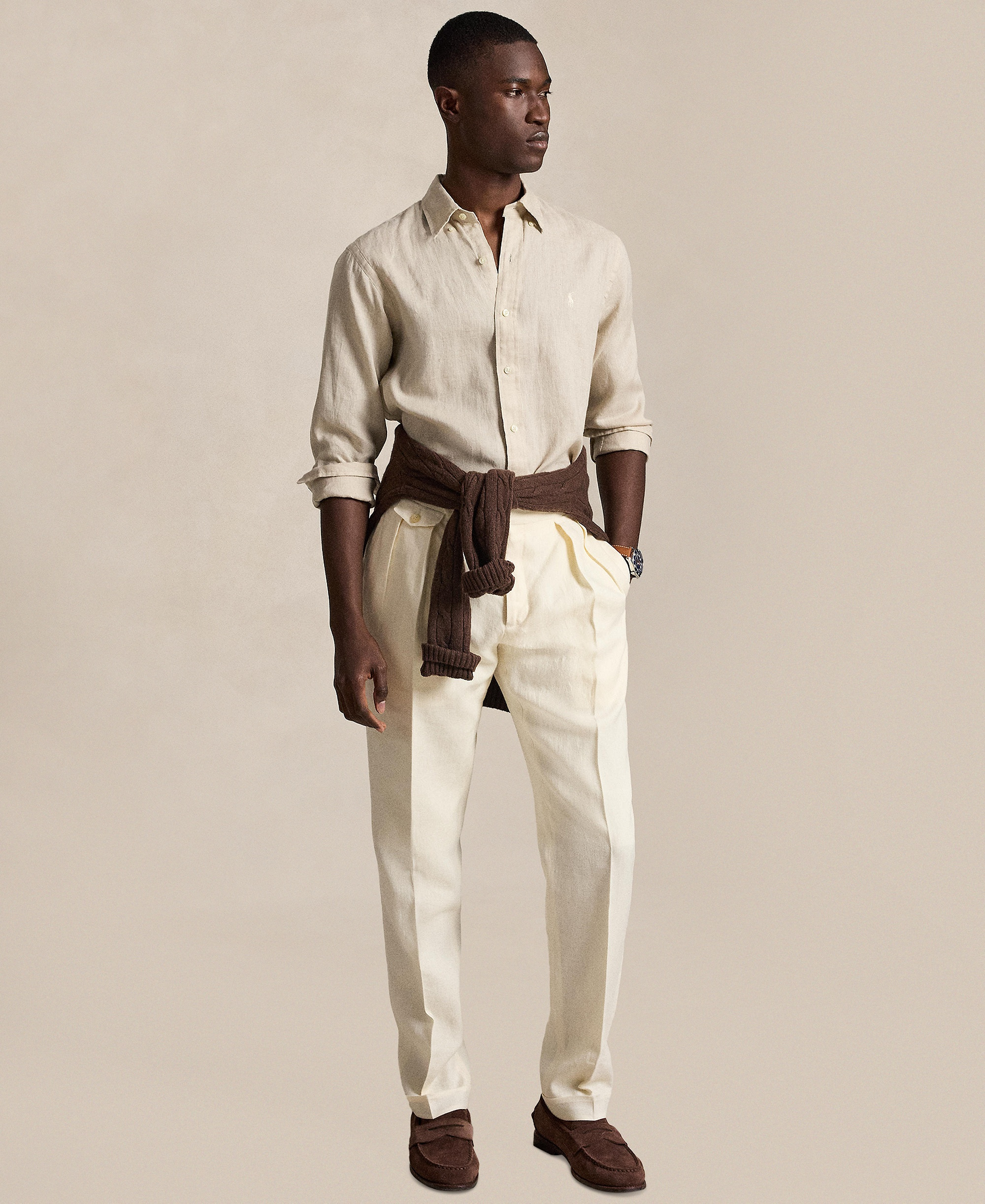 Polo Ralph Lauren Men's Classic-Fit Linen Shirt - Stoneware Gray