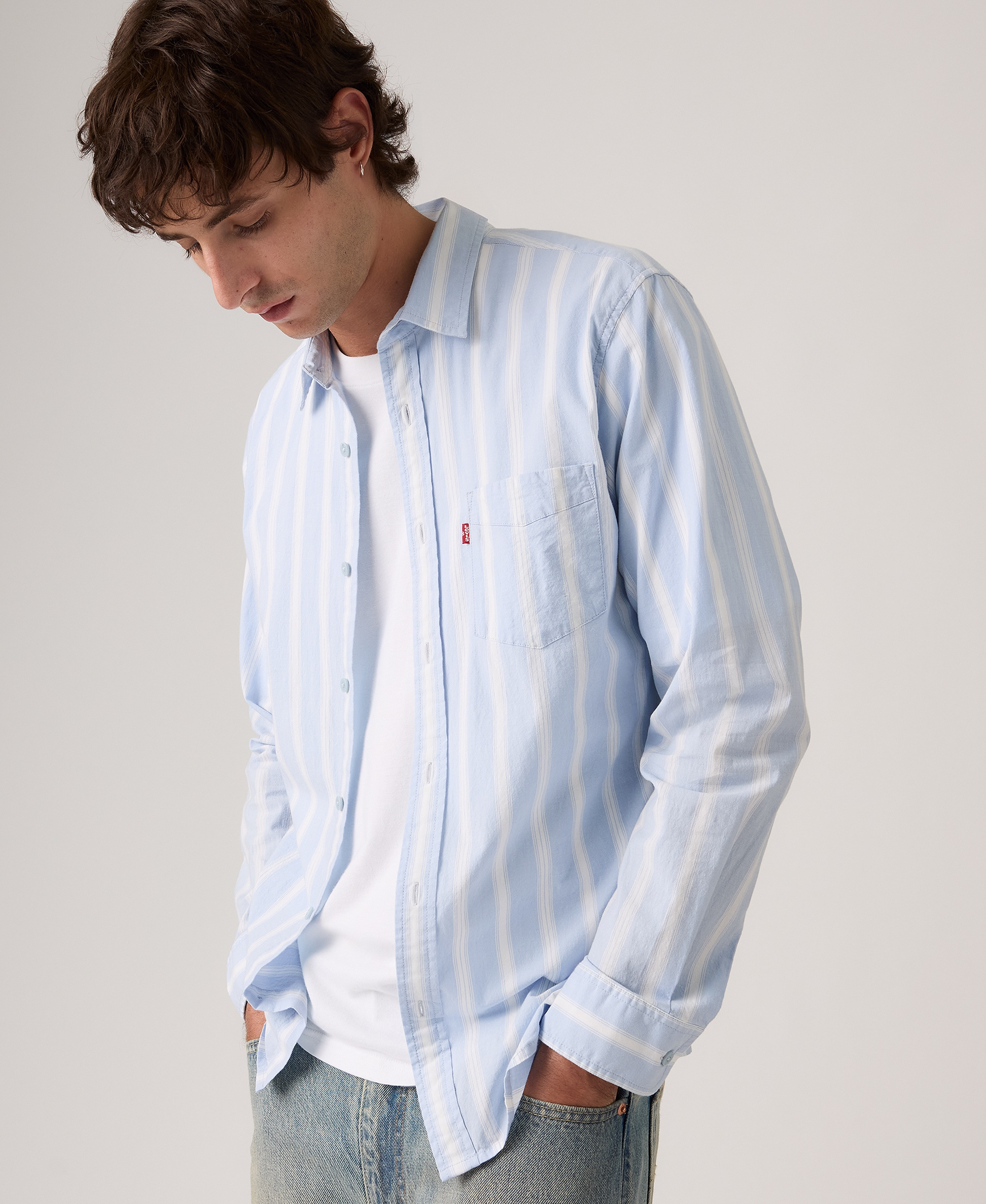 Levi's Men's Classic Pocket Regular-Fit Long-Sleeve Shirt - Kayden Stripe CHAMBRAY BLUE