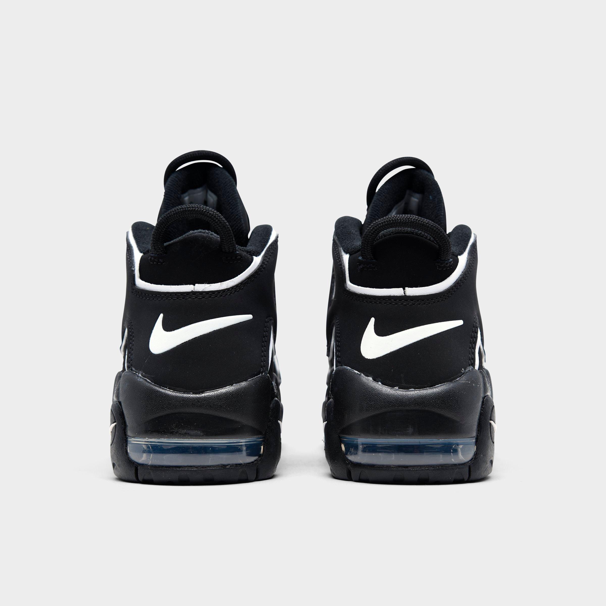 Little Kids' Nithtke Air More Uptempo Casual Shoes - Black/White - Back view