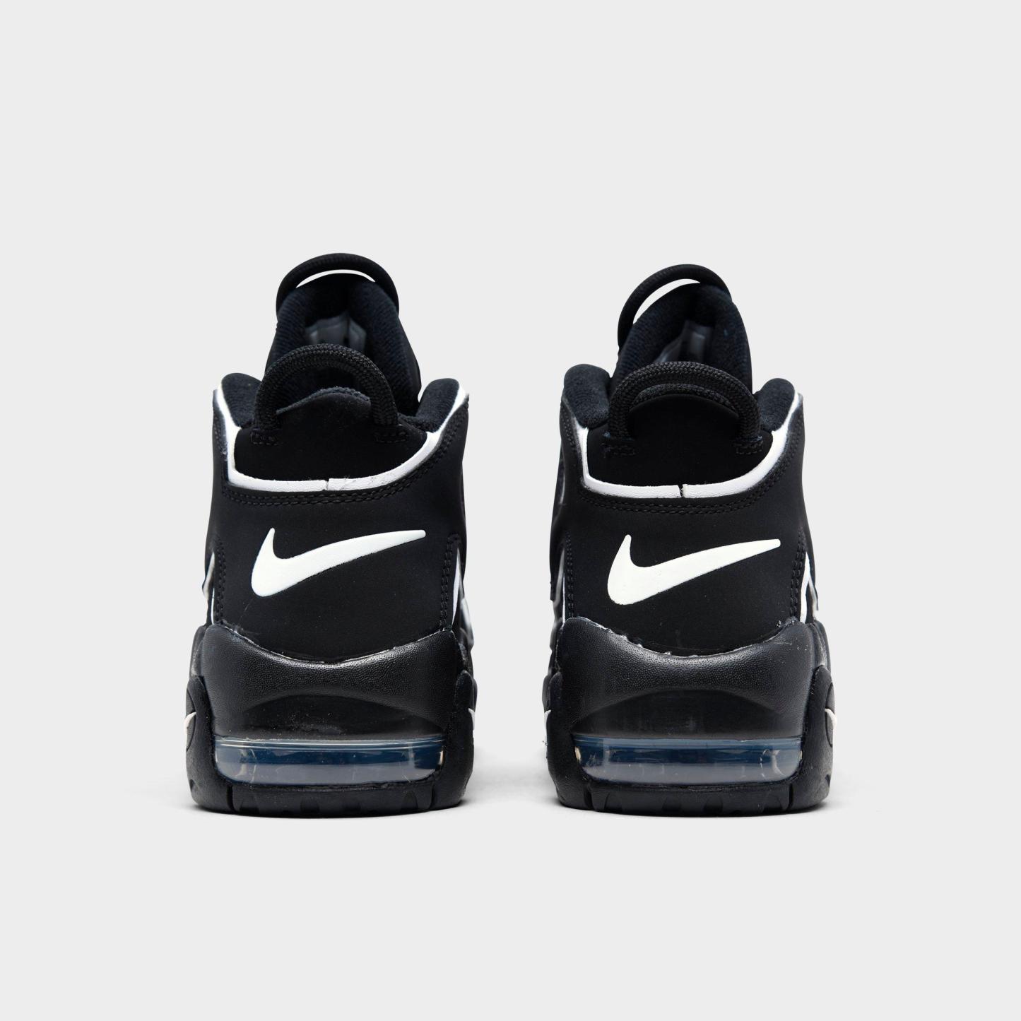 Little Kids' Nithtke Air More Uptempo Casual Shoes - Black/White - Back view