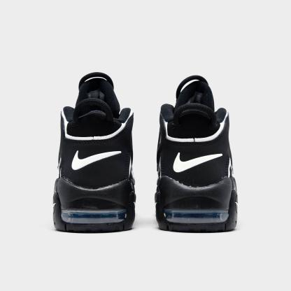 Little Kids' Nithtke Air More Uptempo Casual Shoes - Black/White - Back view