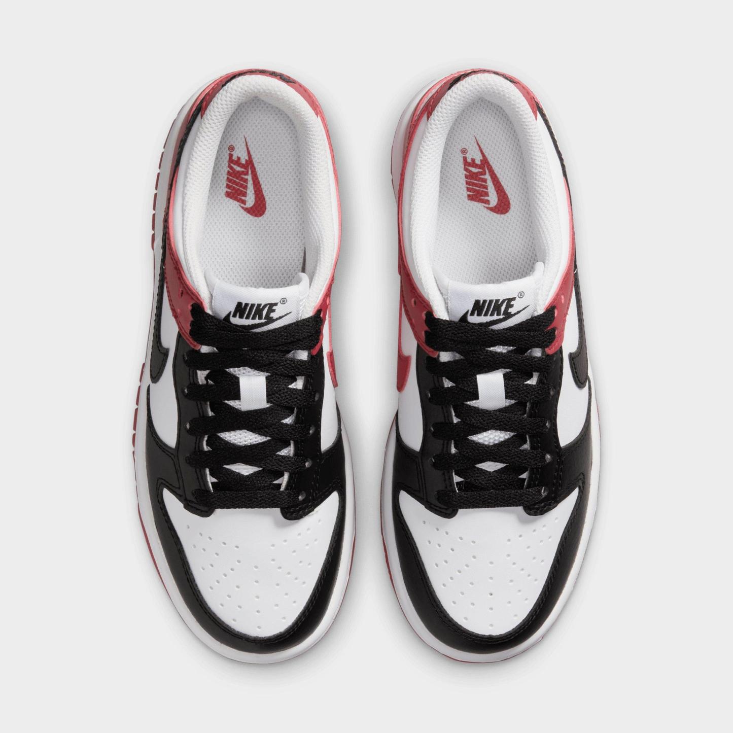 Big Kids' Nithtke Dunk Low Casual Shoes - Part 1 - Gym Red/Black/White - Top view