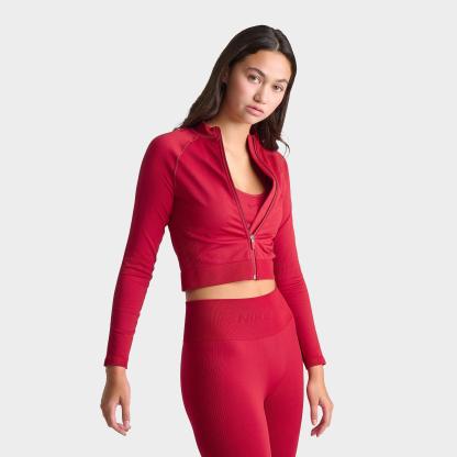 Women's Nithtke Pro Seamless Cropped Full-Zip Training Top - Tough Red