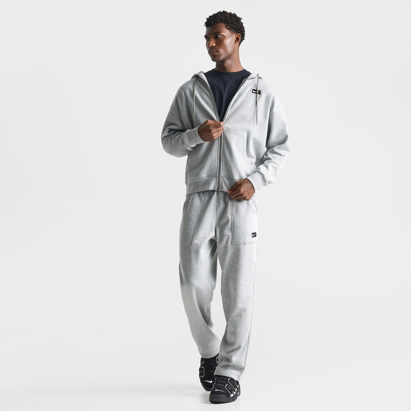 Men's Nithtke Sportswear Swoosh Box Full-Zip Hoodie - Dark Grey Heather/Black