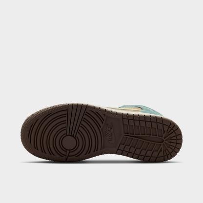 Big Kids' Air Jordan Retro 1 Mid Casual Shoes - Khaki/Hasta/Olive Grey/Light Lemon Twist - view 6