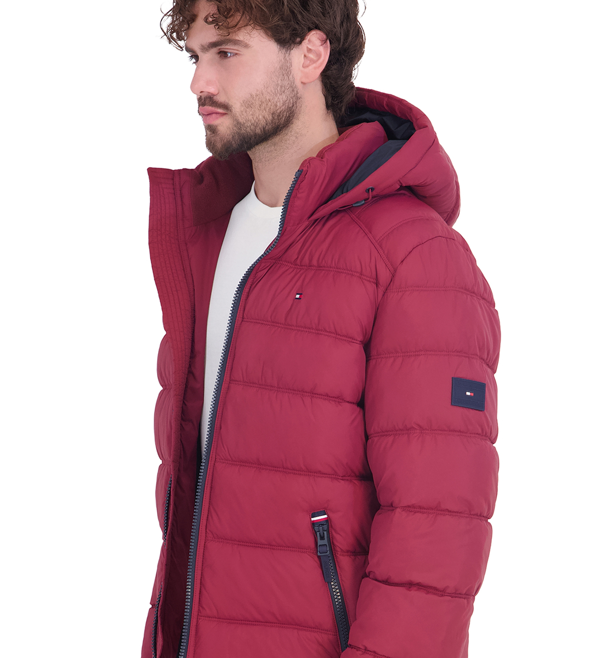 Tommy Hilfiger Men's Hooded Puffer Jacket - Red