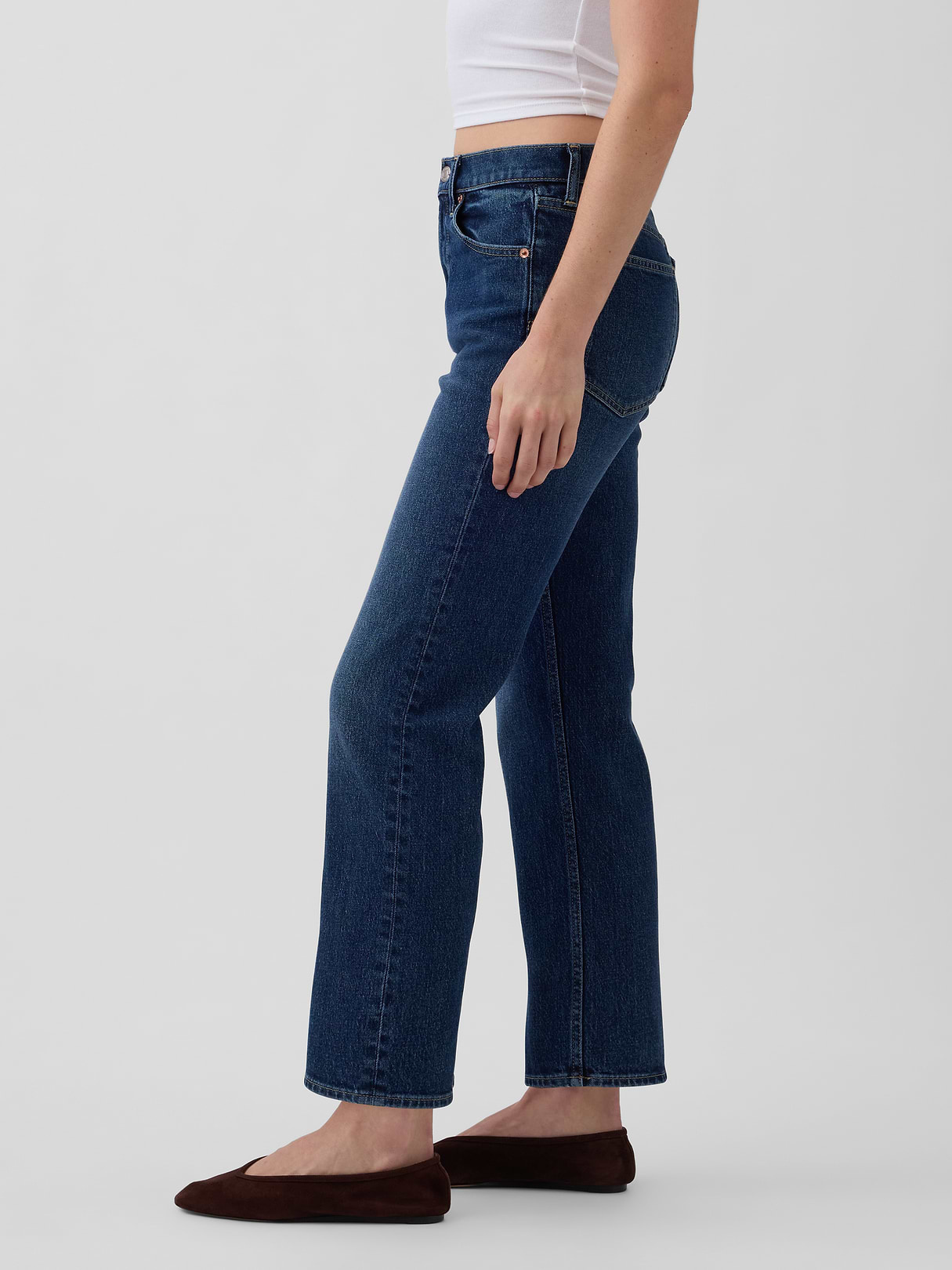 High Rise ’90s Slim Straight Crop Jeans - Dark indigo
