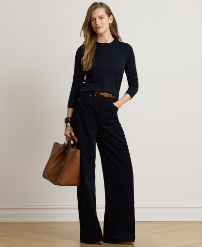 Lauren Ralph Lauren Women's Long-Sleeve Crewneck Sweater - Lauren Navy