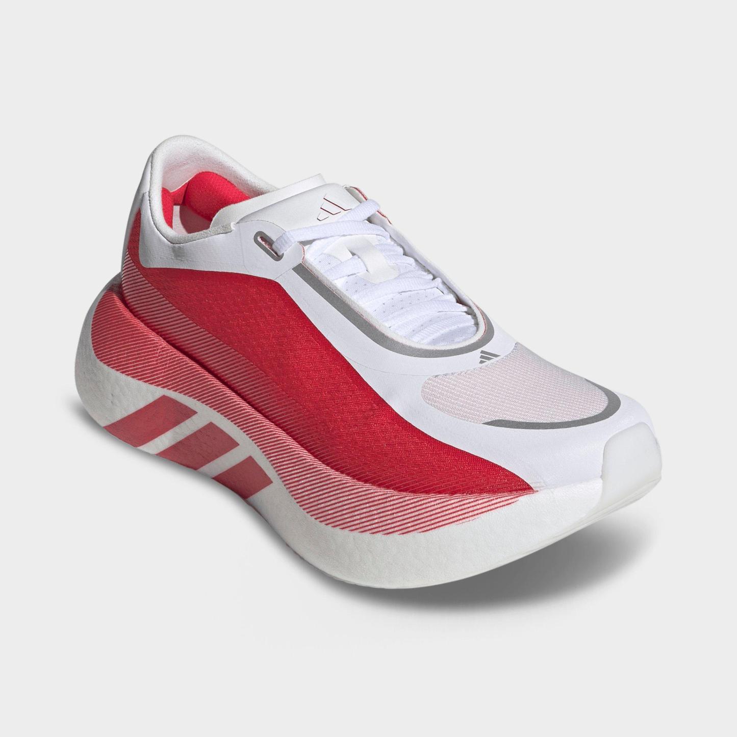 Women's adidas Hyperboost Edge Running Shoes - Part 1 - Cloud White/Pure Ruby/Zero Metallic - Both shoes facing left