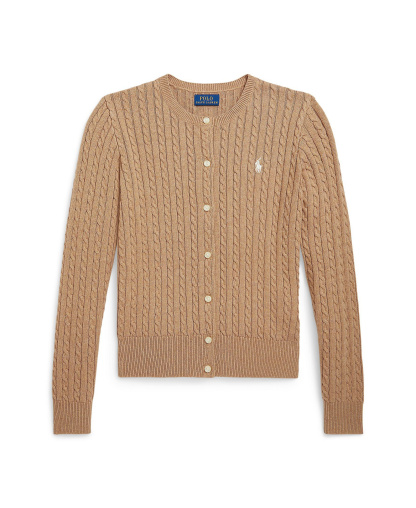 Polo Ralph Lauren Girls' 7-16 Mini-Cable Cardigan - Camel Heather