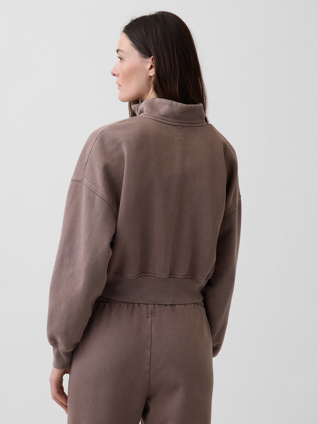 VintageSoft Oversized Half-Zip Wedge Pullover - Plymouth rock brown wash