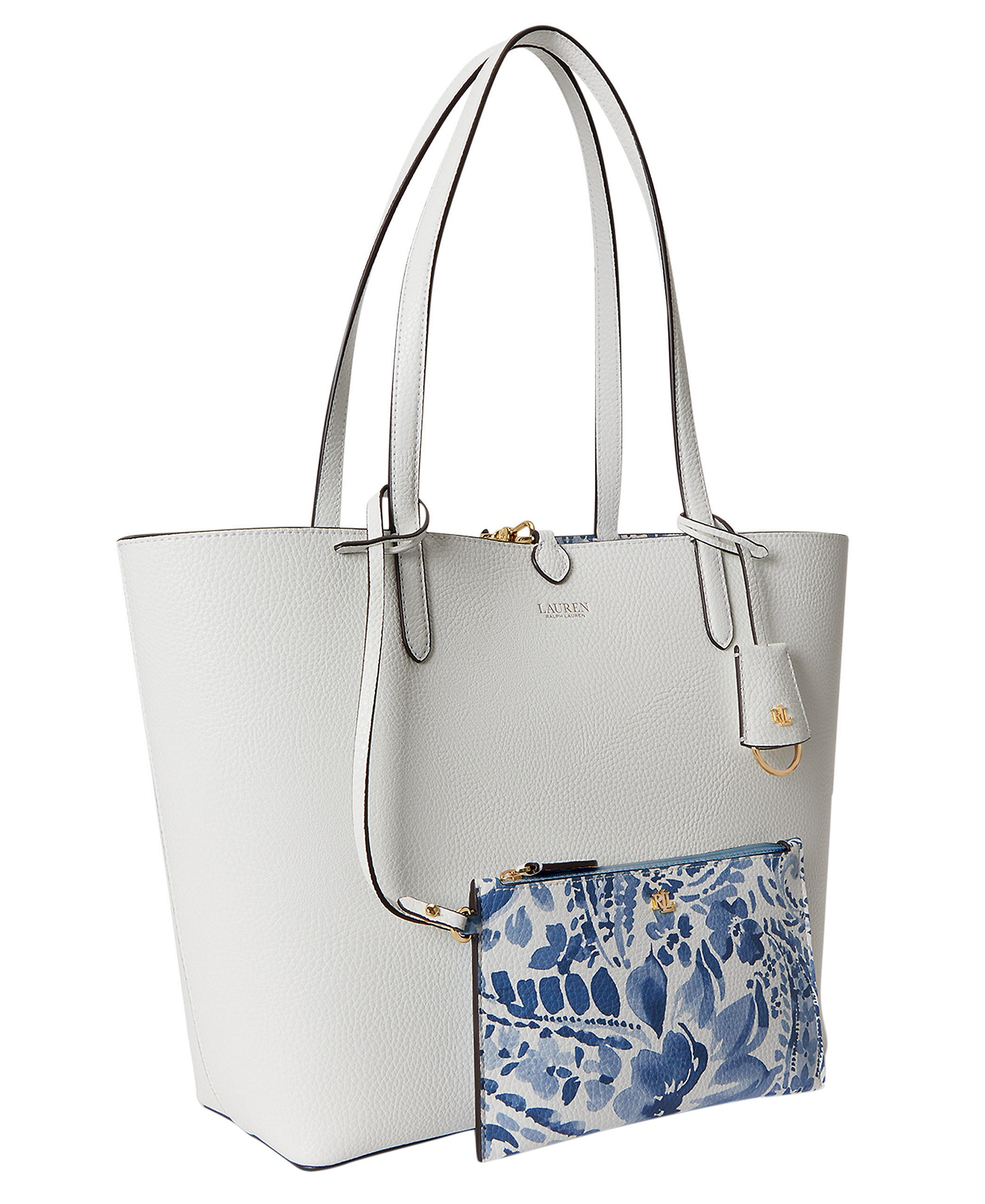 Lauren Ralph Lauren Faux-Leather Reversible Extra Large Tote Handbag - White/Floral