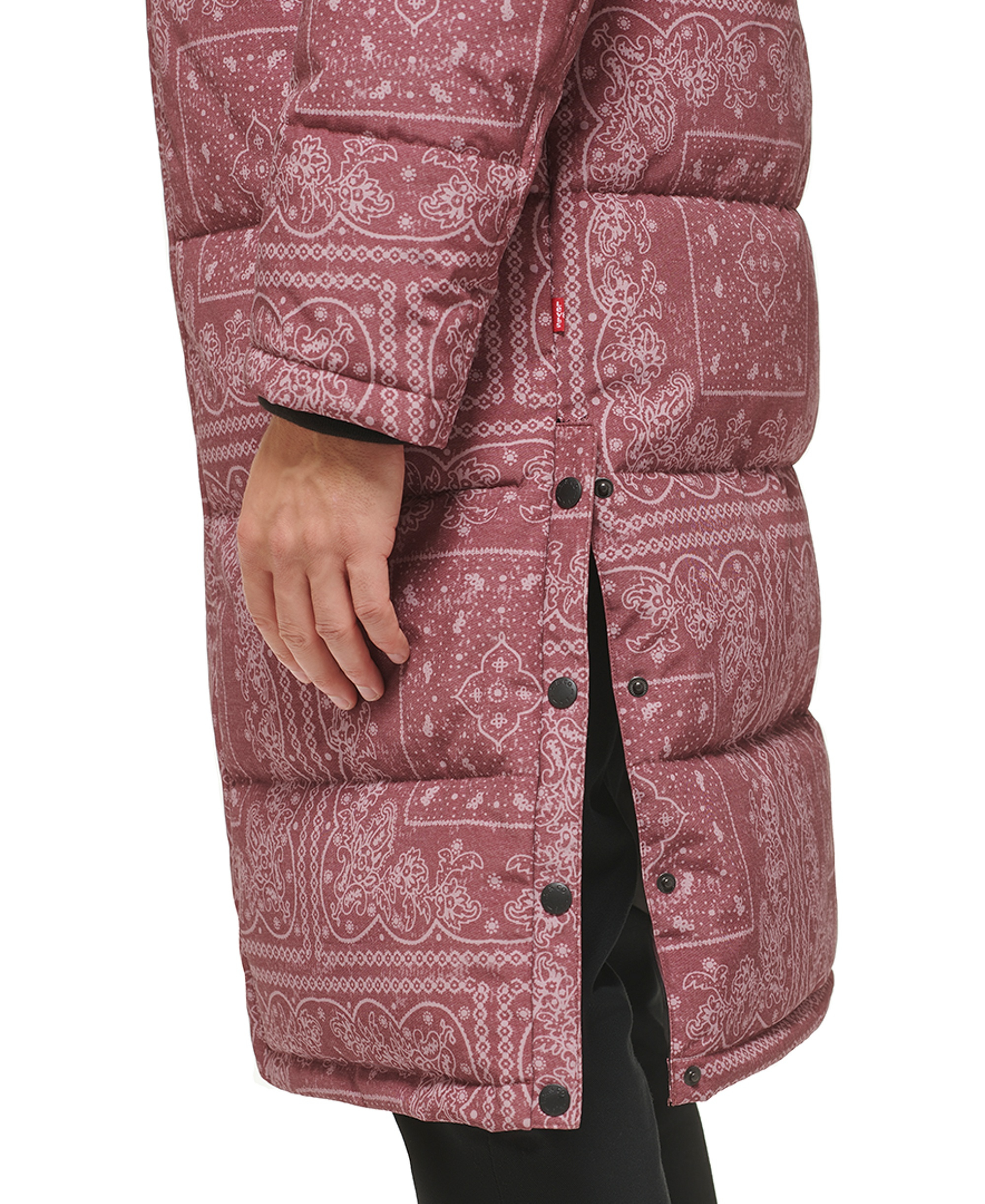 Levi's Men's Quilted Extra Long Parka Jacket - Mauve Bandana