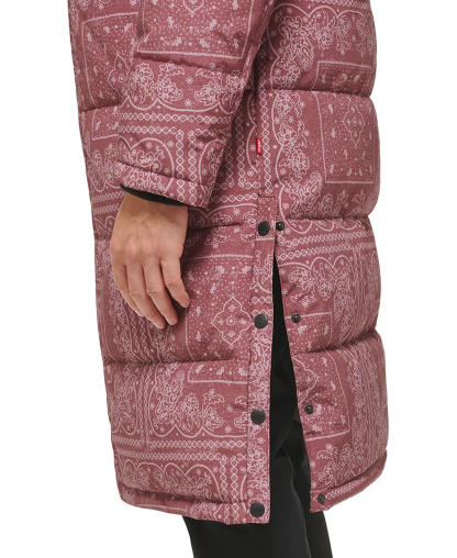 Levi's Men's Quilted Extra Long Parka Jacket - Mauve Bandana