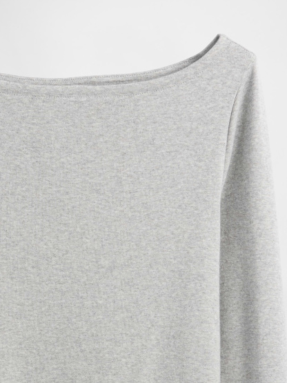 Modern Boatneck T-Shirt - Light heather grey