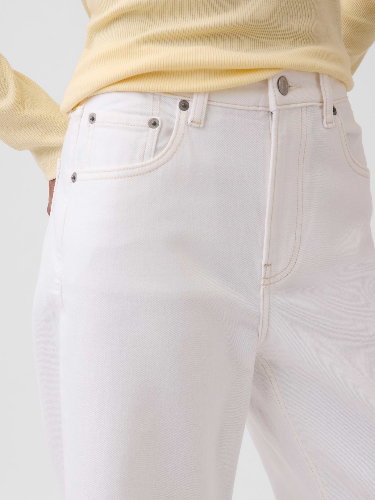 High Rise Stride Wide-Leg Ankle Jeans - Fresh white