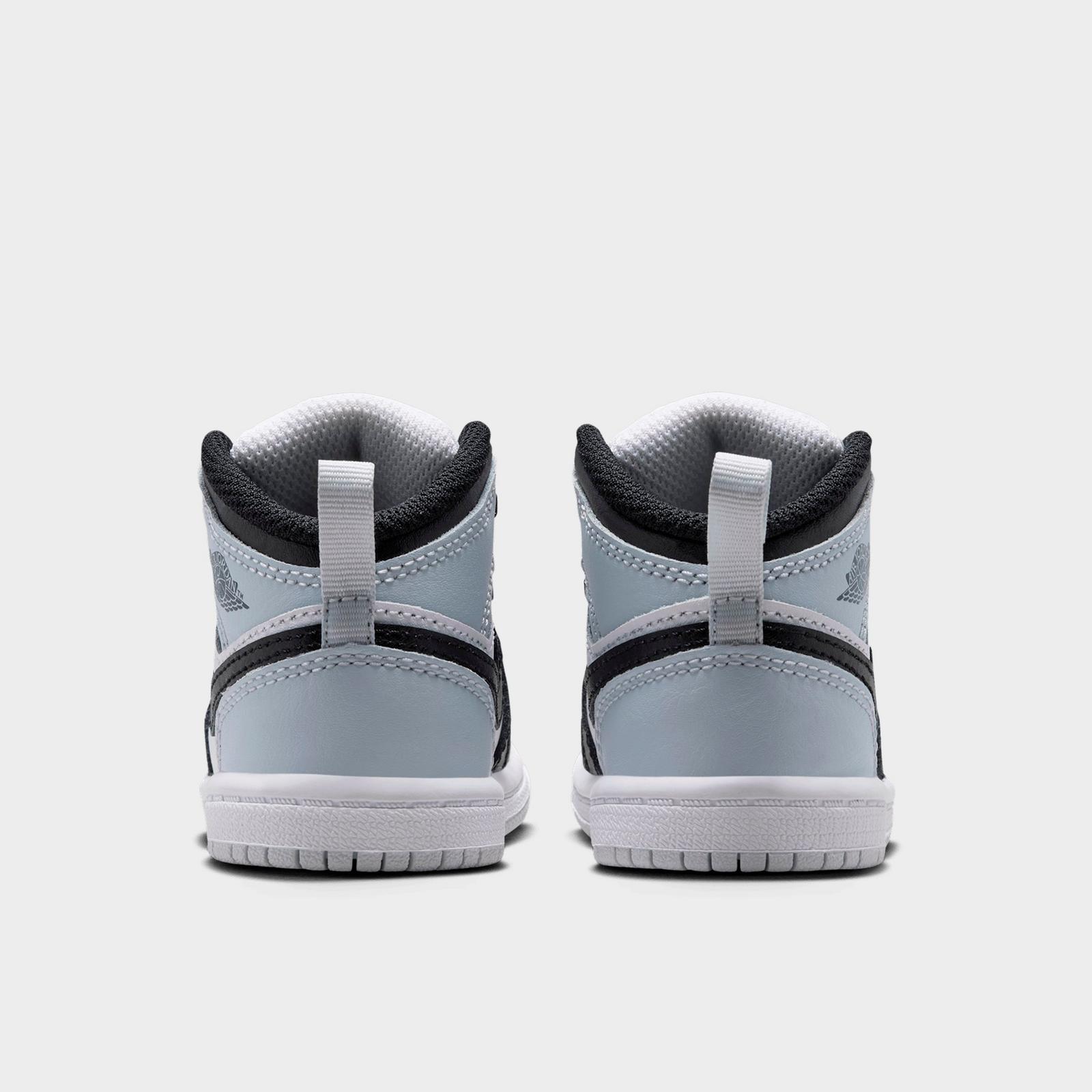 Kids' Toddler Air Jordan Retro 1 Mid Casual Shoes - Black/Aura/Squadron Blue/Black - view 4