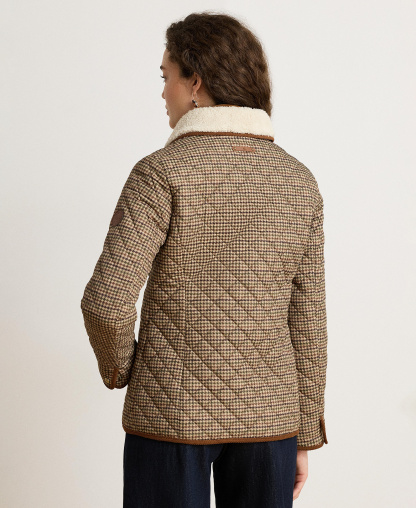 Lauren Ralph Lauren Women's Faux-Sherpa-Collar Quilted Coat, Created for Macy's - Loden Check