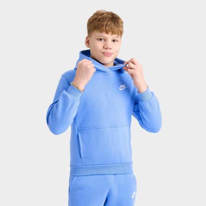 Big Kids' Nike Sportswear Club Fleece Pullover Hoodie - Black/White (FD3000B-414)
