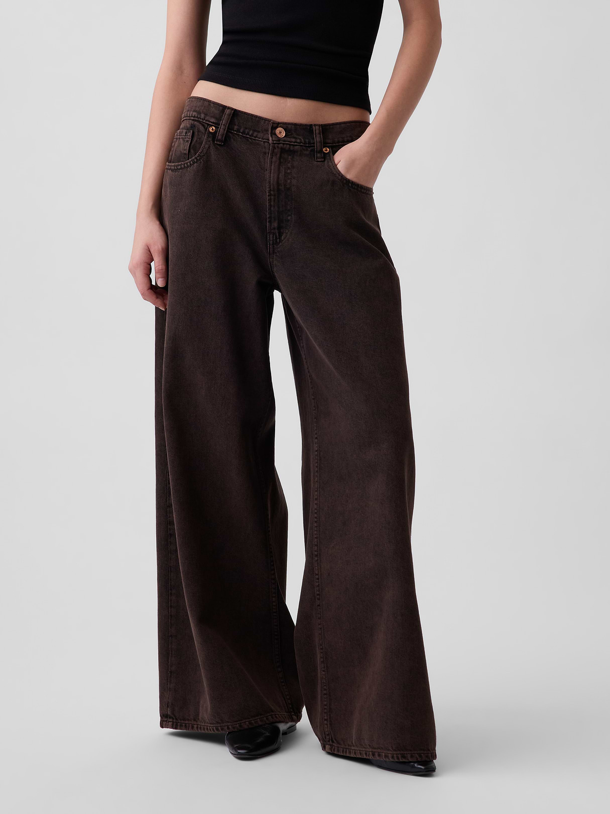 Low Slung Extra Baggy Jeans - Terra brown
