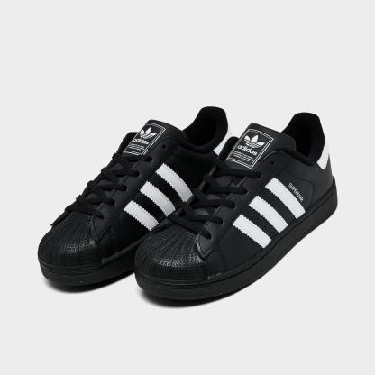 Little Kids' adidas Originals Superstar II Casual Shoes - Black/White/Black - Both shoes facing left