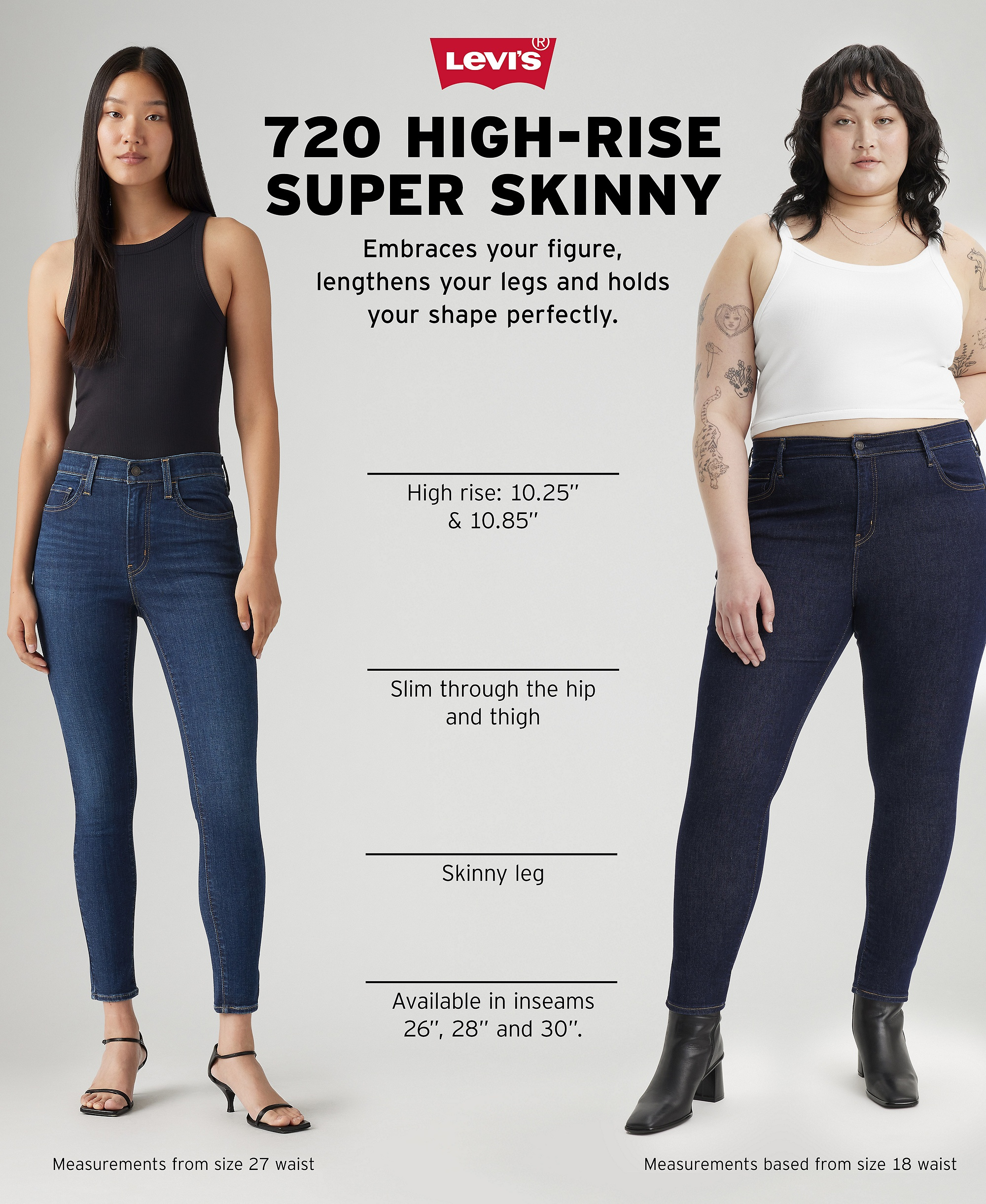 Levi's Women's 720 High-Rise Stretchy Super-Skinny Jeans - Black Squared
