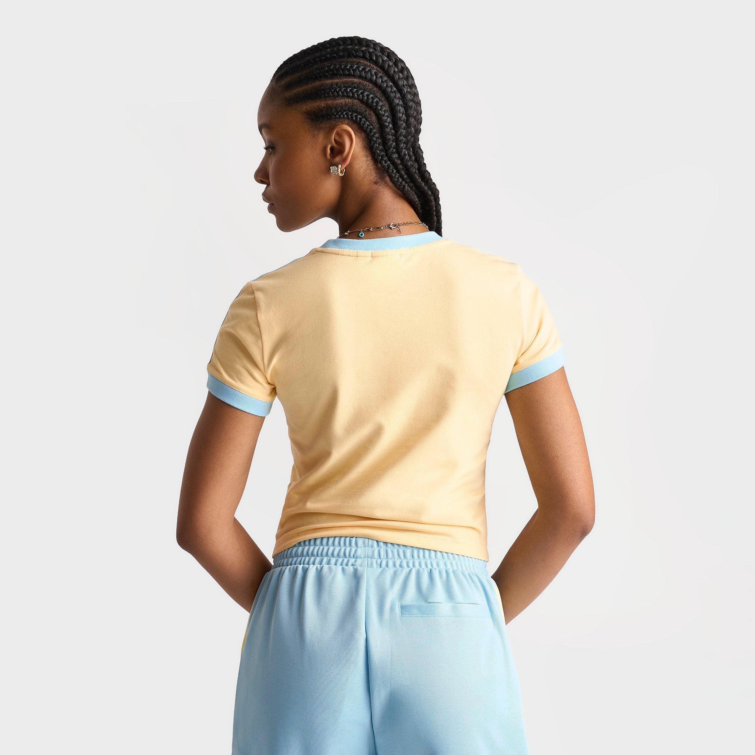 Women's adidas Originals adicolor 3-Stripes Baby T-Shirt - Orange Tint/Icey Blue