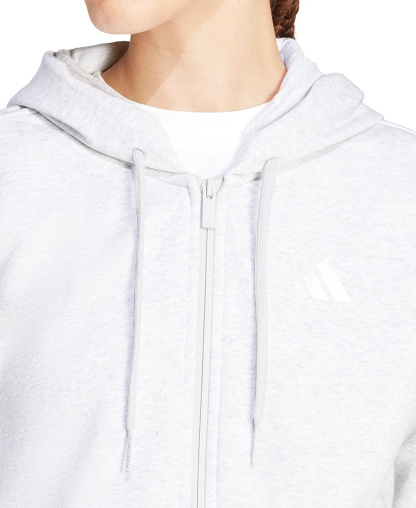 adidas Women's 3-Stripe Fleece Full-Zip Hoodie - Light Grey Heather/White