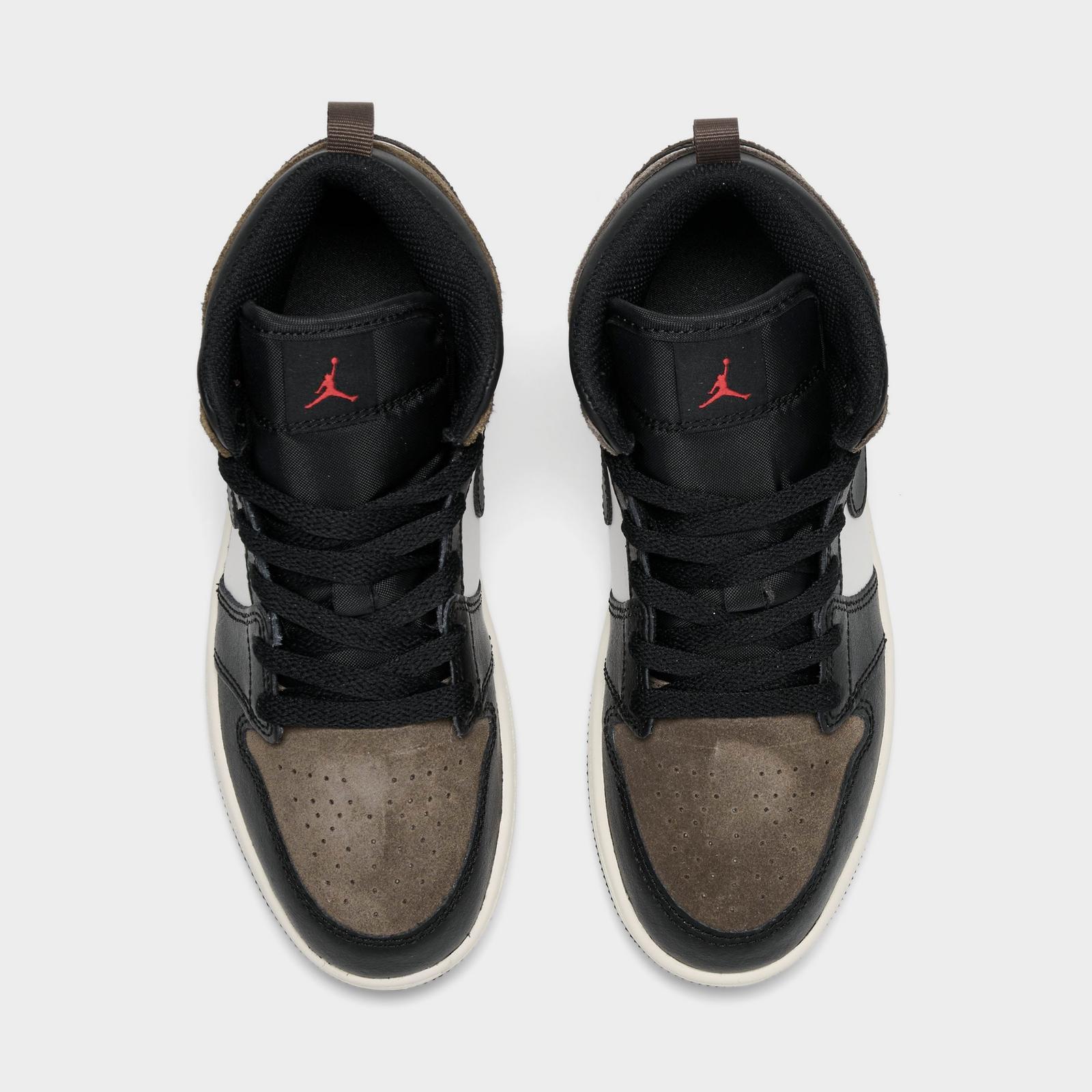 Little Kids' Air Jordan Retro 1 Mid Casual Shoes - Black/Phantom/Palomino - view 5
