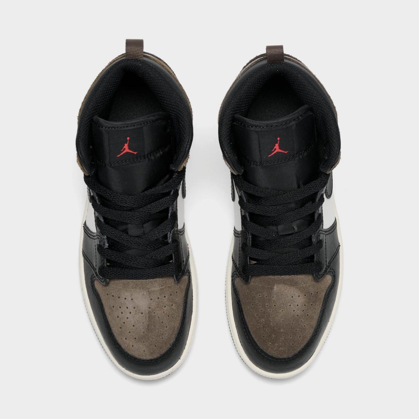 Little Kids' Air Jordan Retro 1 Mid Casual Shoes - Black/Phantom/Palomino - view 5