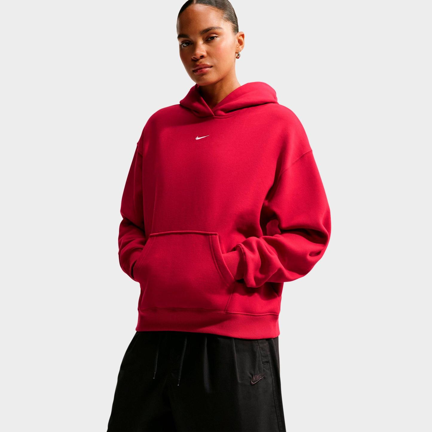 Women's Nithtke Studio Fleece Medium-Weight Camo Oversized Pullover Hoodie - Tough Red/Sail