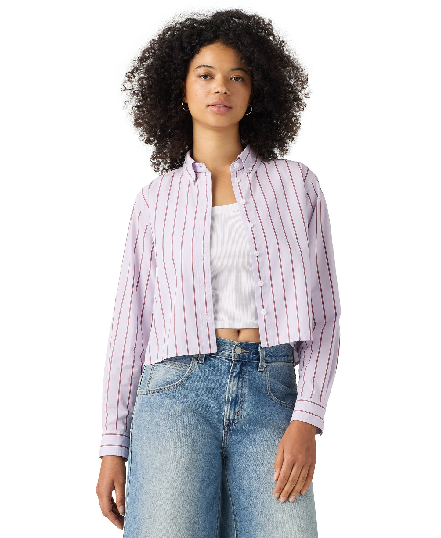 Levi's Women's Sully Long-Sleeve Shirt - Adora Stripe Lavender Blue